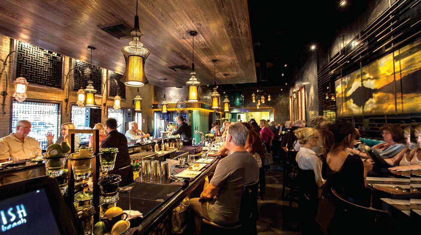 a view of the bar in Starfish restaurant