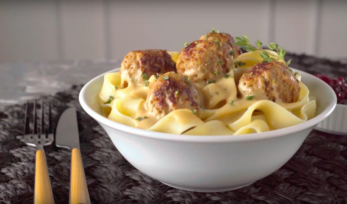 meatballs and pasta in bowl