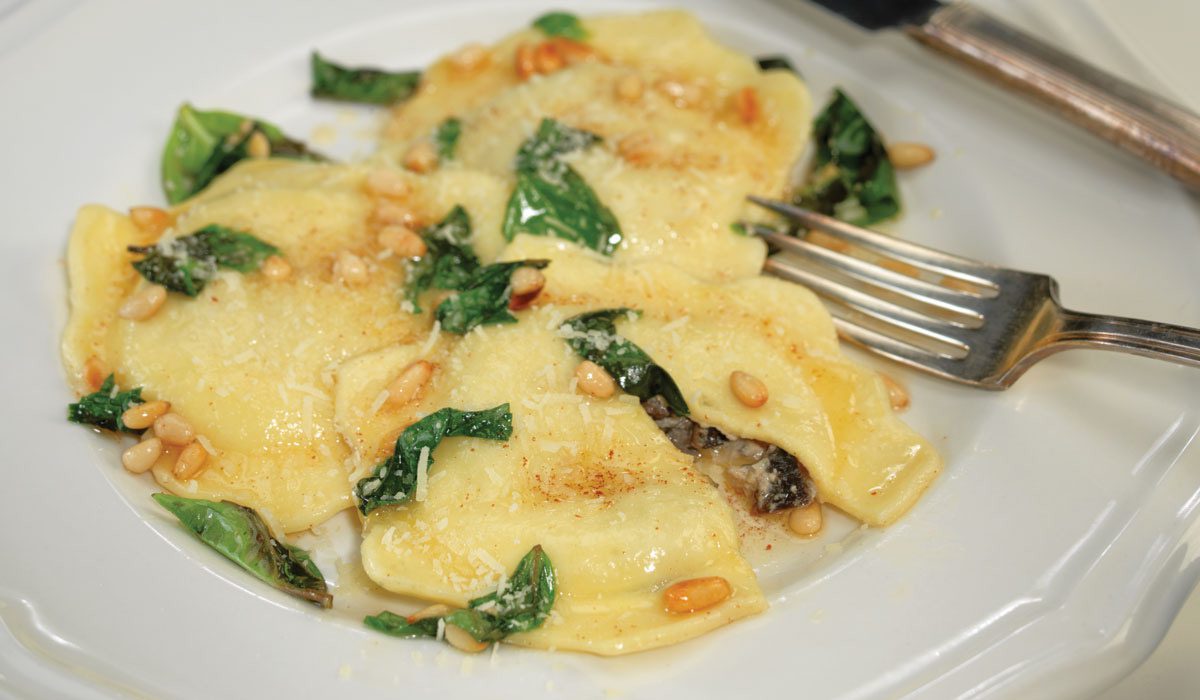 ravioli with pine nuts