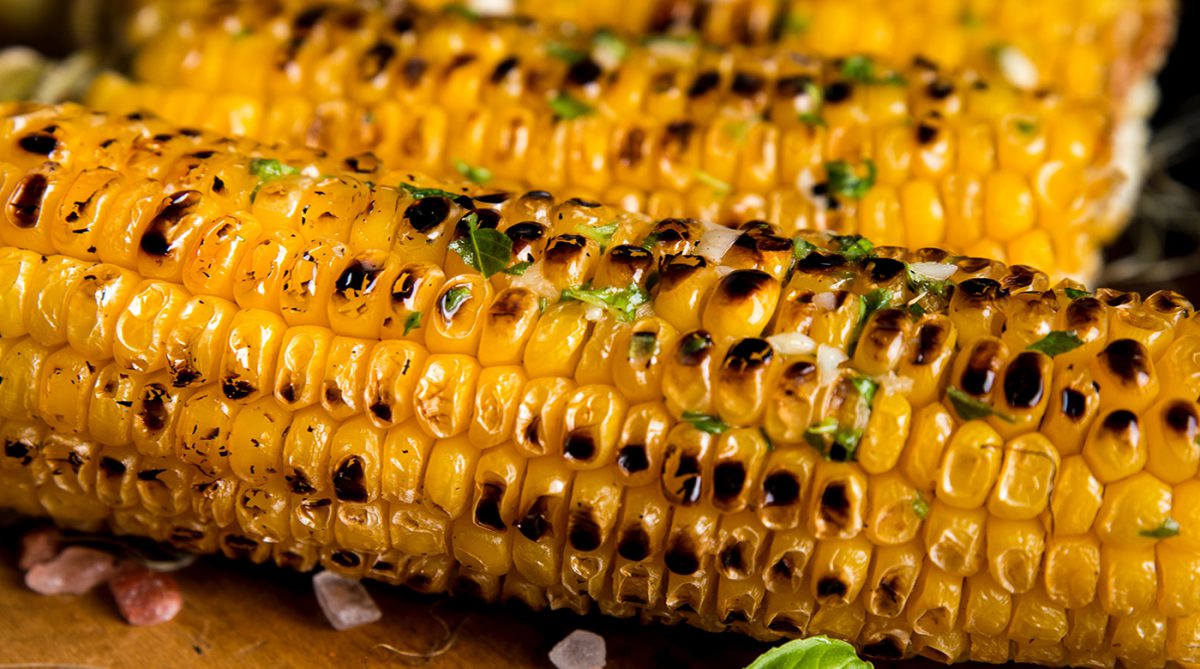 grilled corn topped with sea salt