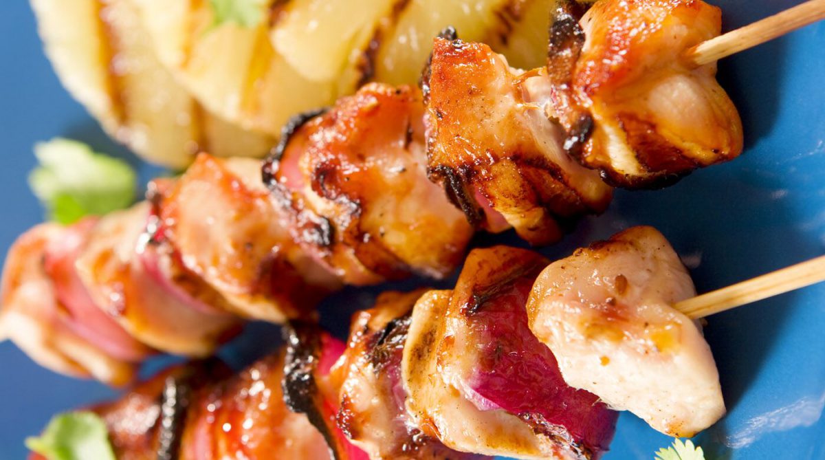 Bacon Wrapped Chicken and Pineapple Skewers
