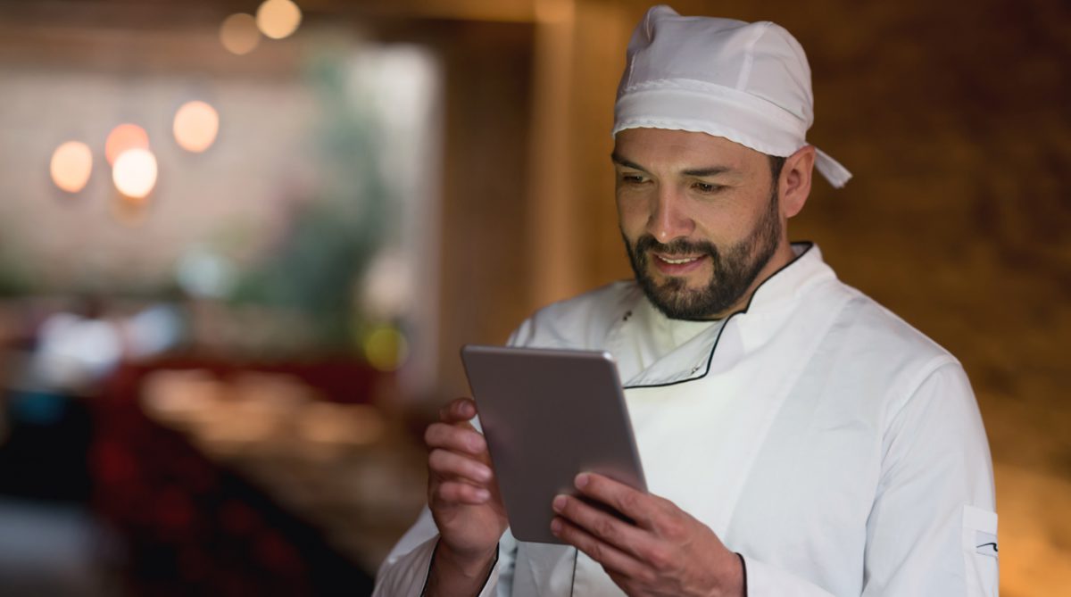 chef with iPad