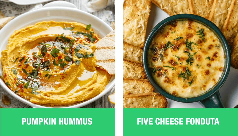 Pumpkin Hummus and Five Cheese Fonduta