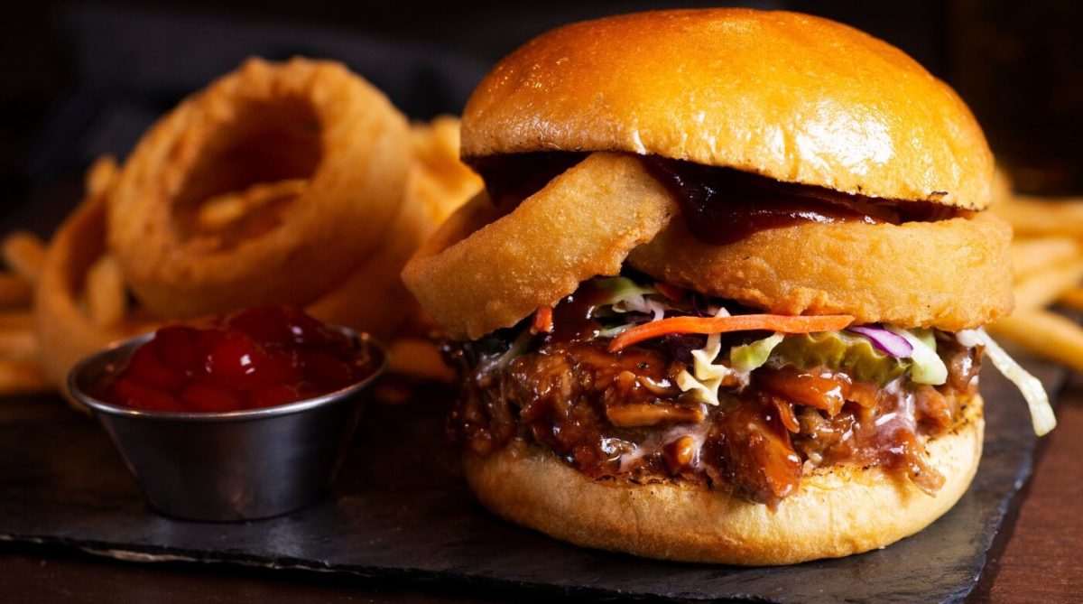 onion ring burger, intro's appetizer line