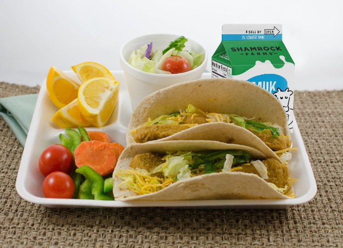 School Lunch Tray with Shamrock Farms milk