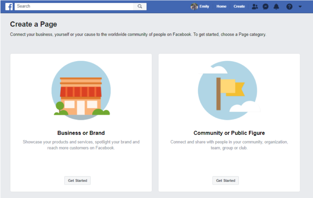 Create Page For Business or Public Figure