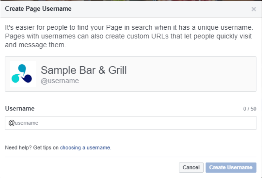 Create Page Username