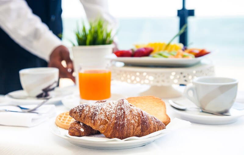 Fancy breakfast spread at hotel