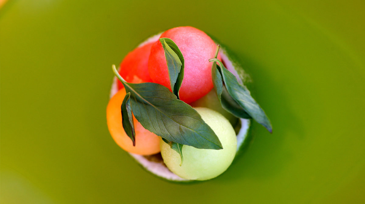 Melon balls lime thai basil