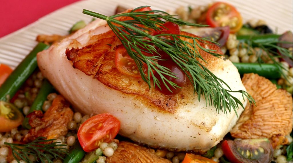 Seared Sea Bass with Couscous and Veggies_Wine 1 Shamrock Foods