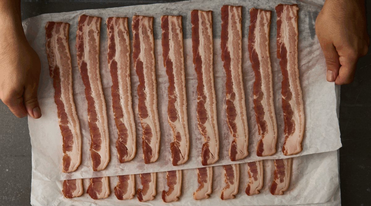 Hormel Old Smokehouse Bacon on sheet pan