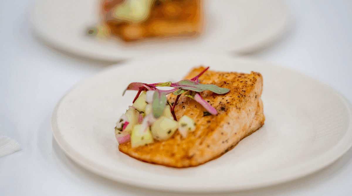 Pier 22 Seafood CO. Ginger Soy Glazed Scottish Salmon with Cucumber Mint Salsa EXPO 2025