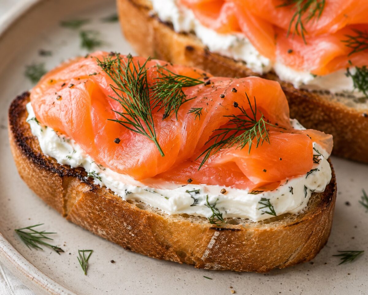 Smoked Salmon & Cream Cheese Crostini